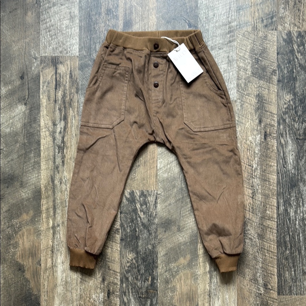 NWT Wild Wawa Brown Courderoy Kids Jogger Pants